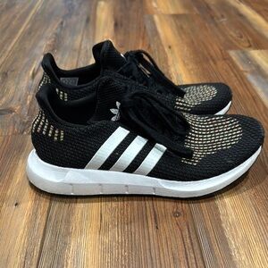 Adidas Black and White Sneakers with Mesh Upper